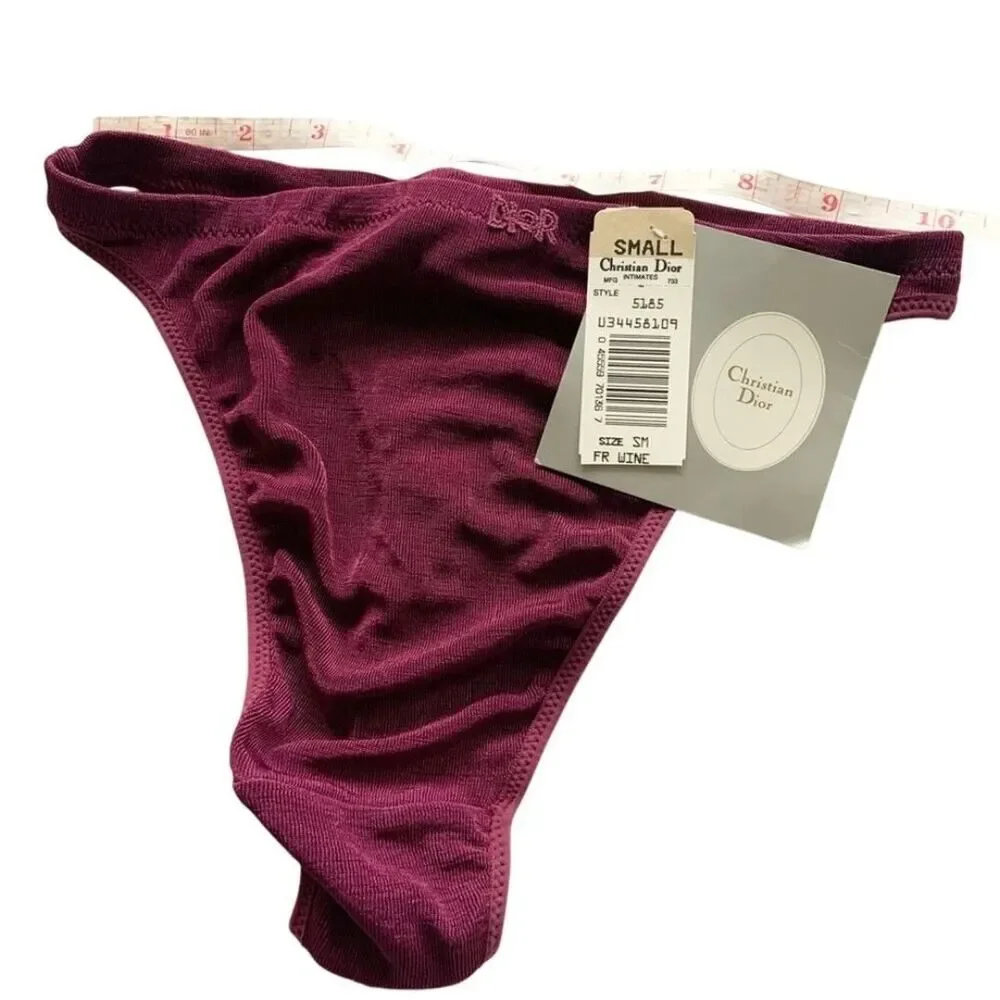 Christian Dior Intimates Vintage Thong Underwear New with Tags Size Small Wine - Picture 11 of 12